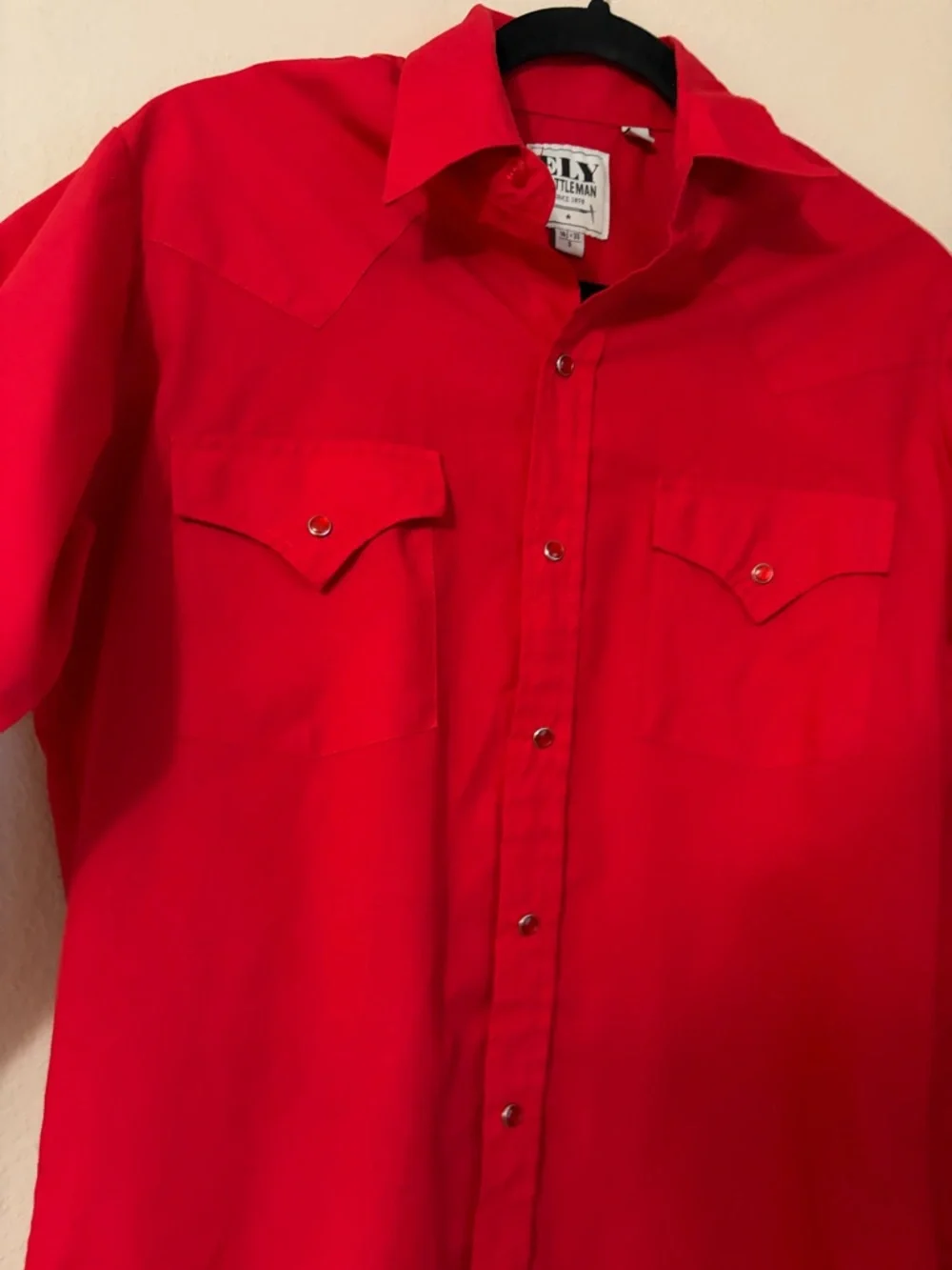 Ely Cattleman Men's Western Shirt Red Pearl Snap Long Sleeve Cowboy Rodeo Size S